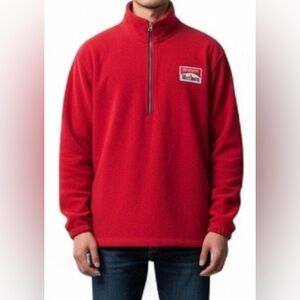 Vintage Marlboro Sweater Men reversible Red Black Fleece Quarter Zip Size M